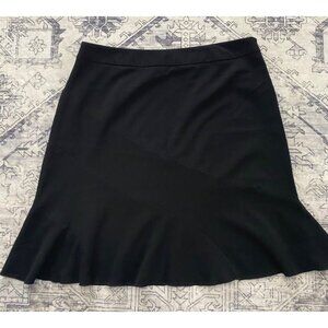 Vintage Fashion Bug Black Stretch Skirt Size 16 A-Line Ruffled Hem Below Knee